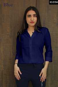 Chemise fantaisie en crêpe pour femmes, tenue de bureau, épaisse, américaine, pour style décontracté et de bureau, disponible en plusieurs couleurs, nouvelle collection - Product Image 5