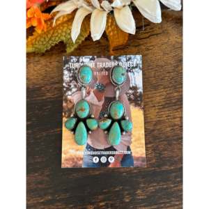 Judith Dixon Kingman Turquoise <b>Sterling</b> <b>Silver</b> Flower <b>Drop</b> Dangle <b>Earrings</b> - Product Image 1