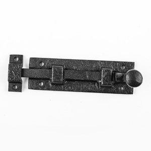 Pestillo de puerta de hierro forjado a mano con acabado de óxido negro, forma plana, para instalación en el hogar, herrajes para puertas y portones. - Product Image 3