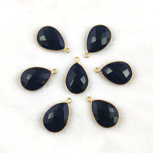 Black Onyx Faceted Pear Shape Gold Plated Classic Sterling <b>Silver</b> Bezel Set Gemstone Pendant for Party-Friendly Jewelry Making - Product Image 3