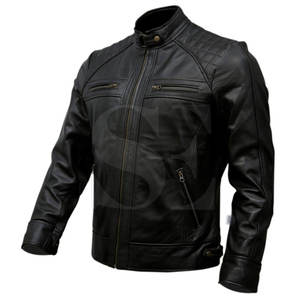 Nouveauté 2025 veste de moto en cuir véritable veste de motard noir dernière conception hommes veste - Product Image 4