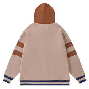 Pull à capuche surdimensionné en tricot personnalisé pour hommes Cardigan zippé Jacquard Intarsia 100% sweats à capuche en coton pour hommes - Product Image 6