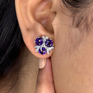 โลโก้ที่กำหนดเองของแท้อเมทิสต์อเมริกันเพชรสามเม็ดต่างหูเม็ดเดี่ยวหินดีไซน์ทันสมัยเครื่องประดับเงินราคาที่ดีที่สุดสำหรับวันครบรอบ - Product Image 6