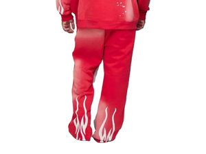 Survêtements d'hiver 2026 grande taille, style streetwear uni, en polaire à capuche, avec broderie effet vieilli, pantalon de survêtement évasé délavé à l'acide - Product Image 3