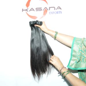 Extensions de cheveux noirs pour femmes vierges non transformées Traitement des cuticules alignées par vagues naturelles Double trame Machine-Bundle Vietnam - Product Image 1