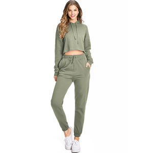 Ensemble de sweat à capuche streetwear personnalisable pour femmes pull de gymnastique tricoté haut court décontracté sweat à capuche pour femmes conception personnalisable - Product Image 1