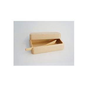 Beurrier en bois de rose naturel boîte à beurre en vrac forme carrée beurrier avec couvercle et couteau de taille moyenne - Product Image 2