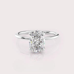 Bague de fiançailles en diamant de laboratoire de taille ovale certifié IGI, halo caché, or blanc/rose et or jaune 14 carats, bague de mariée - Product Image 4