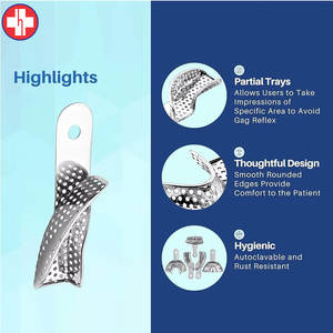 Juego de bandejas de impresión dental lisas de 9 cucharas de impresión de alta calidad de acero inoxidable - Product Image 3