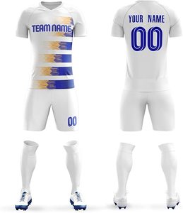 Fabrication professionnelle d'uniformes de football unisexes, 100% polyester, respirants, confortables, à manches courtes, imprimés, faible MOQ, vêtements de sport - Product Image 4
