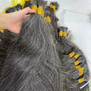 100% Extensiones de cabello humano Remy de alta calidad Gris natural Sin procesar para blanquear - Product Image 1