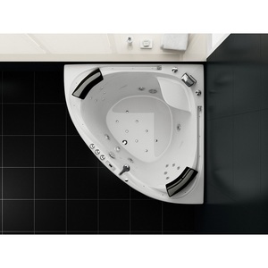 Bañera Ovalada Independiente/Con Delantal Whirlpool VILLA SABRINA de 1.6x1.6m, Blanca, de Piedra Natural, Totalmente Equipada, con Cascada y Chorro de Agua en Toda la Superficie - Product Image 6