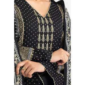 ชุดสูทผู้หญิงสีดำ 3 ชิ้น ลายพิมพ์เคลือบเงา สำหรับฤดูร้อน สไตล์สาวออฟฟิศ - Product Image 2