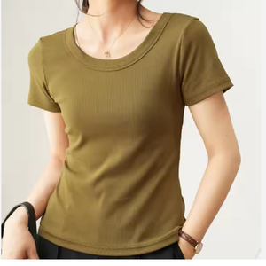 Nouveau design Slim Fit Women's Fashion O-Neck Sports T-Shirt Ladies' Anti-Pilling BD Breathable Plain Dyed for Summer - Product Image 1