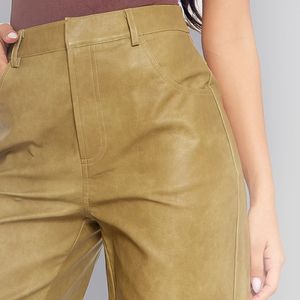 Genuine <b>Leather</b> Satin Woven High Waist Breathable Eco-Friendly Women's Casual Outdoor Spring Button <b>Leggings</b> Customized Logo - Product Image 4