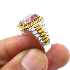 แหวนเงินทัวร์มาลีนธรรมชาติทำจากหินทัวร์มาลีนแบบเหลี่ยมเพชรพลอย925 - Product Image 4