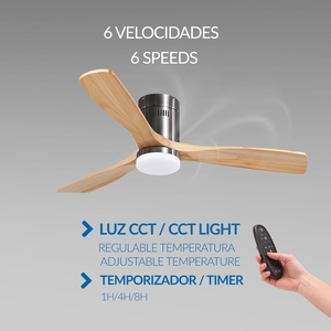 LEDUNI 18W motore a corrente continua luce ventilatore a soffitto 40W potenza nero naturale legno ABS lame silenziose telecomando CCT luce per uso esterno - Product Image 5