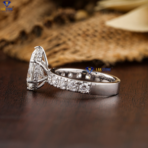 แหวนเพชรทรงกลม4.08 TDW ลูกแพร์สีทอง18K ที่ซ่อนอยู่ฮาโล/ปูล้อมรอบ cvd/hpht - Product Image 4