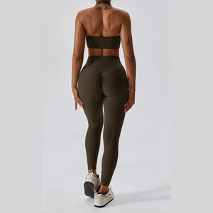 Ropa de entrenamiento atlético de calidad superior XXL Conjuntos de yoga para mujeres Gimnasio activo Fitness Leggings Sujetador Estilo Tallas grandes Ligero - Product Image 2