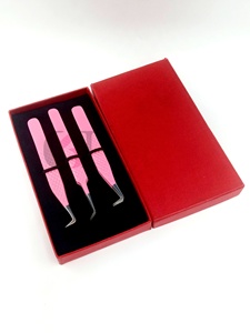 Nouvelles pinces à extensions de cils en acier inoxydable japonais, revêtement poudré rose clair, 90 degrés, 45 degrés, longueur 10 mm, pointe lisse ou dentelée - Product Image 5