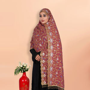 Hiyab de Georgette de Lujo para Mujer con Bordado Intenso y Trabajo de Lentejuelas con Cuentas, Borde de Encaje Latkan para Uso Festivo - Product Image 3