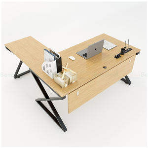 XBamboo BFXB010 L-Shaped <b>Desk</b> 160x160cm Minimalist Luxury Design with Assembled Iron Legs for Home Office or Bedroom - Product Image 1