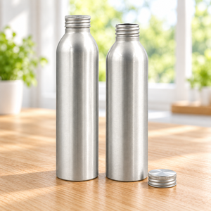 Bouteilles d'eau en aluminium brossé argenté vides avec bouchons à vis - Product Image 4
