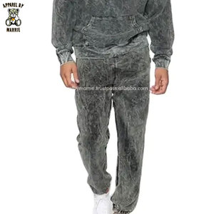 Factory Made Men <b>Vintage</b> Wash <b>Tracksuit</b> Two Piece Outfit With Relaxed Fit Stylish And Functional Design For Selling - Product Image 6