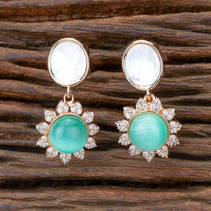 Pendiente clásico famoso de Kundan artificial con exportador de joyería de moda chapado en oro en la India - Product Image 2