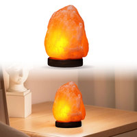Lampe au sel de l'Himalaya sculpté en cristal avec base LED pour veilleuse atmosphère lampe de chevet pour la décoration de la chambre à coucher à la maison