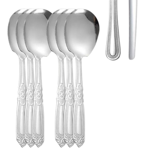 ช้อนสแตนเลส6ชิ้นสำหรับเสิร์ฟบุฟเฟต์และทำอาหารประกอบด้วยช้อน - Product Image 1