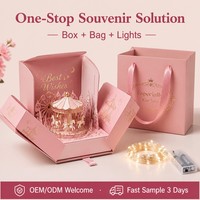 Boîte cadeau en papier avec logo personnalisé, éclairage LED, emballage cadeau romantique de luxe avec château et grande roue