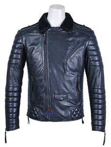Chaqueta de Cuero para Hombre al por Mayor, Estilo Bomber, con Cuello de Piel, Cuero Vacuno, Frente de Lona, Ajuste Normal, Cremalleras Color Gris Metálico, Cálida y Elegante para Invierno - Product Image 6