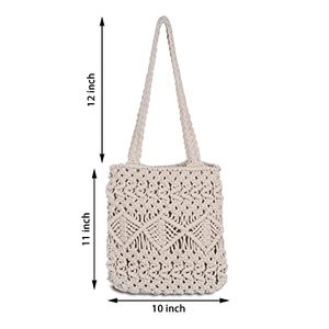 กระเป๋าผ้าฝ้าย macrame ทำด้วยมือกระเป๋าผ้าใยธรรมชาติสำหรับนักออกแบบอุปกรณ์เสริมแฟชั่น - Product Image 6