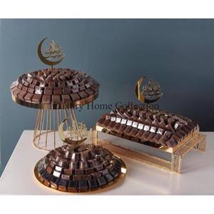 Aluminum Cast Metal and Glass Gold Plated <b>Large</b> Round Shape Luxury Designer Sweets and Chocolates <b>Serving</b> <b>Bowl</b> - Product Image 5