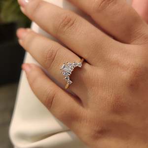 Tiara Wedding Band Tapered Baguette Diamond <b>Ring</b> 925 Silver/10K Gold VS Clarity - Product Image 2