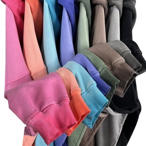 Gran oferta nuevo estilo invierno 430g pesado suelto 100% algodón fondo personalizado Color frito lavado desgastado Sudadera con capucha de lana - Product Image 1