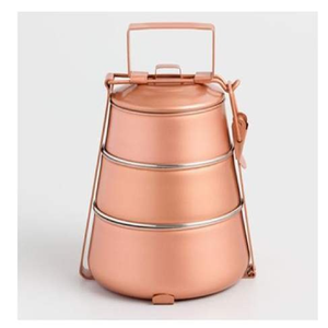 Marvelous Design Handcrafted Brass Tiffin Box avec 3 conteneurs poignée en cuivre de forme ronde pour les pique-niques et les déjeuners-Vente en gros - Product Image 1