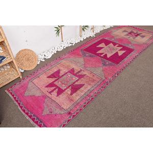 3.37x11 ft <b>Rug</b>, <b>Runner</b> Vintage <b>Rug</b>, Pink Herki Ikat <b>Rug</b> - Product Image 4