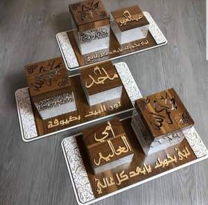 Brûleur de Bakhoor en bois et acrylique fait à la main en prix de gros porte-encens bruleur de Bakhoor en incrustation d'os de nacre pour l'exportation - Product Image 1