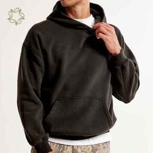 Pull-over à capuche décontracté pour hommes en coton/polaire de haute qualité Logo brodé personnalisé Digital Plain Dyed Solid Hooded Basics - Product Image 3
