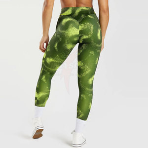 Legging de sport décontracté pour femme, taille haute, respirant, sans couture, en tissu tricoté Spandex/Polyester, personnalisable, haute qualité - Product Image 2