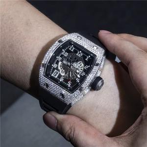 Reloj de Lujo para Hombre, Único, con Diamante Moissanite VVS, Movimiento Mecánico, Cristal, Resistente al Agua 10m, Caja Plateada, Automático, Hecho a Mano, EGL - Product Image 1