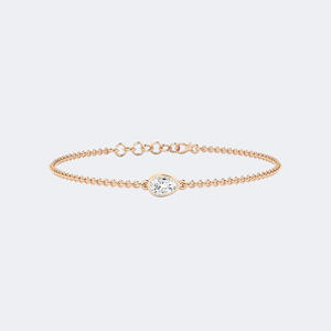 0.50 CTW Lab Grown Pear-Shaped Bezel-<b>Set</b> Diamond Vintage Station Bracelet in 9K <b>Gold</b> for Women - Product Image 3