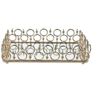 Plateau décoratif ovale en métal doré miroir de luxe, organiseur de maquillage et de bijoux, plateau de service en verre pour la maison, la décoration de mariage et les cadeaux - Product Image 2