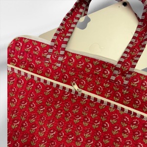 Boho 15 pouces Handblock rouge matelassé coton Durable léger imperméable Simple Vintage à la mode affaires pochette pour ordinateur portable quotidien - Product Image 3