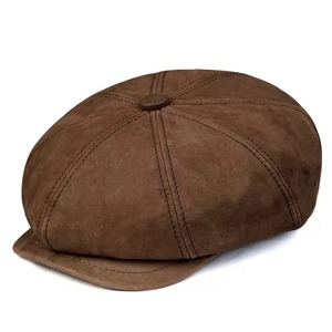 Boina Octogonal Retro Británica de Cuero Vacuno para Otoño e Invierno, Gorra de Pintor de Primera Calidad para Hombre, Color Café, Talla Personalizada, Boina Hombre - Product Image 2