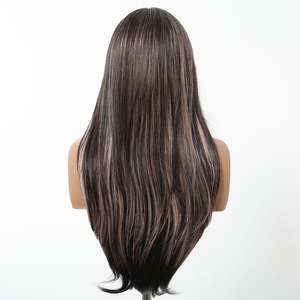 DWY Frontal Lace Layered Mixed <b>Brown</b> <b>Wig</b> Natural Synthetic with Transparent Lace Color Mixed <b>Brown</b> - Product Image 6