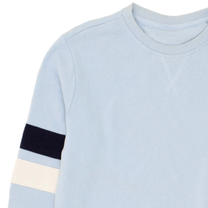 Sudadera de cuello redondo de algodón azul claro 100% para hombre, Top básico bordado para impresión Digital de invierno - Product Image 3