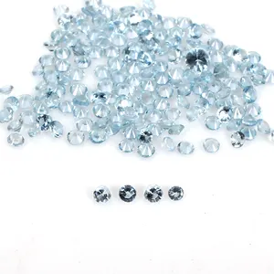 Natural Blue Aquamarine 2mm Diamond Round Cut 5cts Loose Gemstones For Silver Jewelry